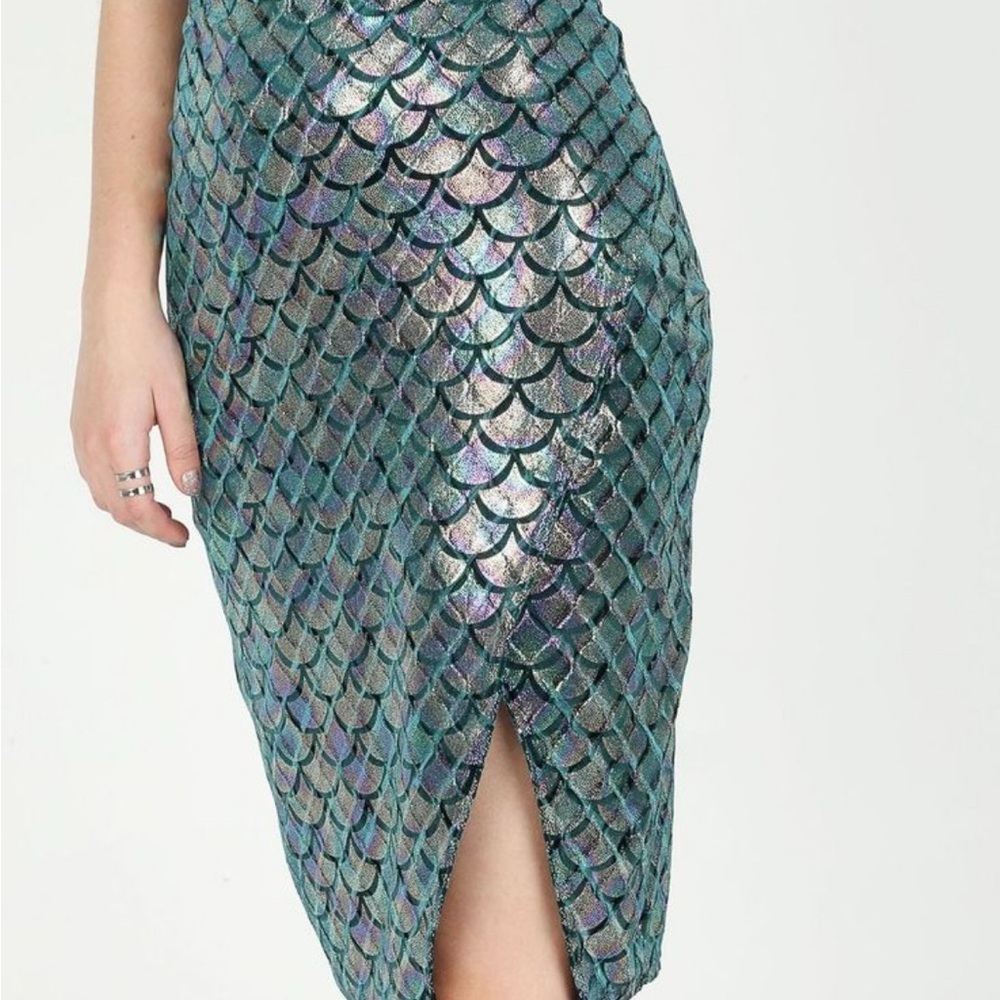 Blackmilk Mermaid Ocean Velvet Wrap Midi Skirt - Sz Small